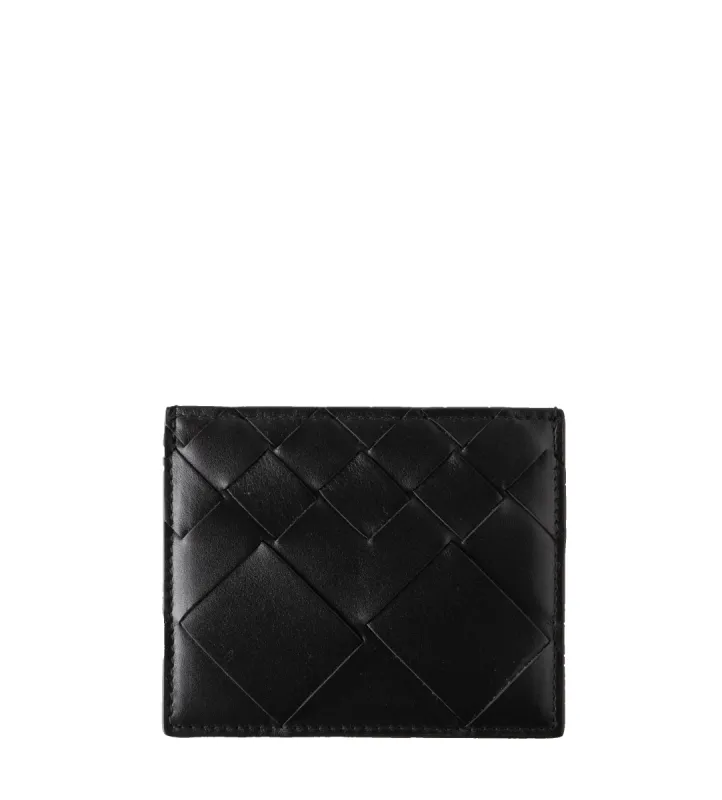 Intrecciato Leather Cardholder Black Silver sold by FOUR Amsterdam