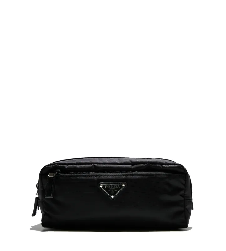 Re-Nylon Saffiano Travel Pouch Black made by Prada