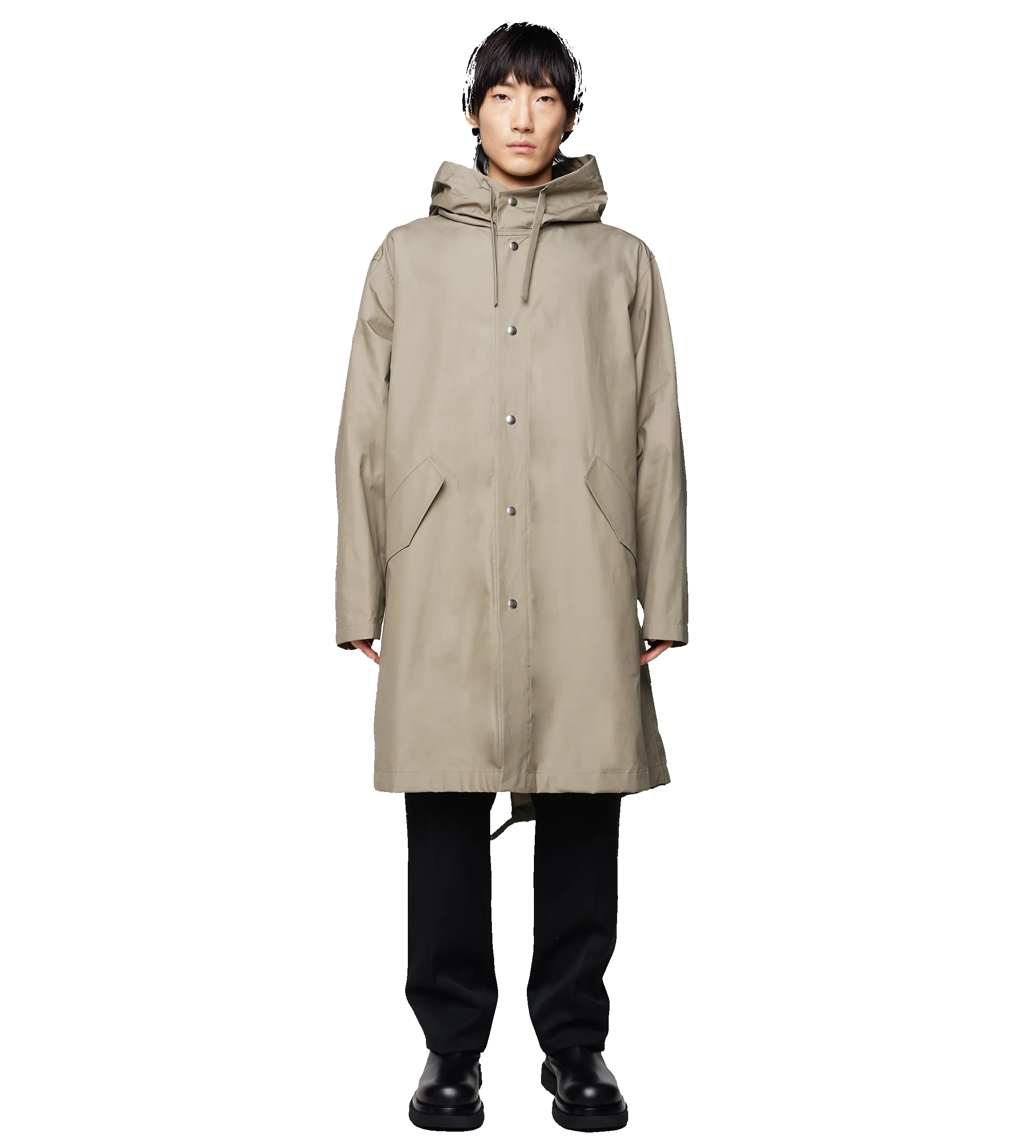 Logo Printed Drawstring Parka Coat Beige sold by FOUR Amsterdam