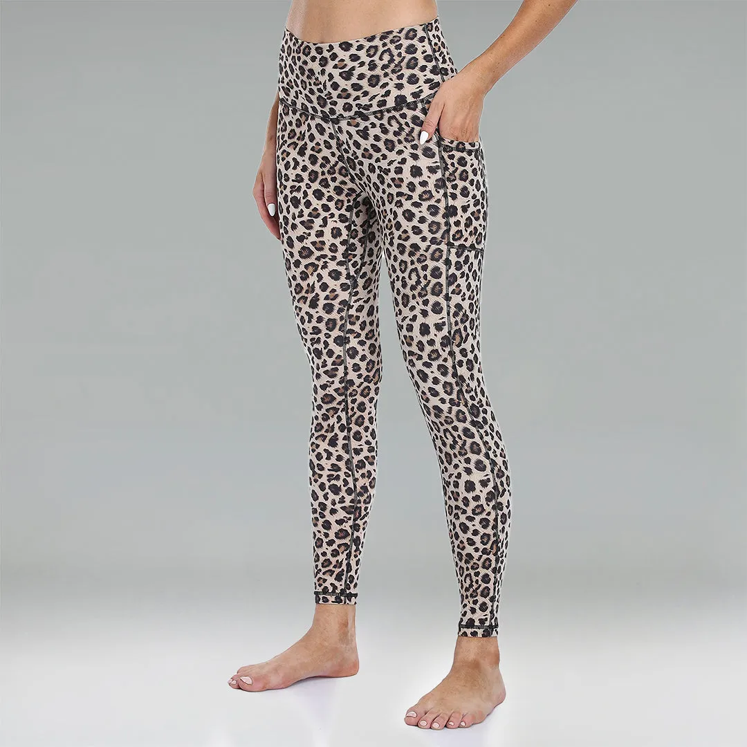 Essential No-Roll High Waisted Leopard Workout Leggings 7/8 w/Pockets sold by Colourful Koala
