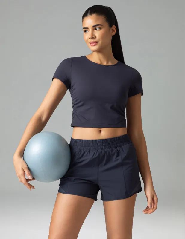 Sorona Ruched Crew Neck Cropped T-Shirt – Slim Fit sold by Colourful Koala