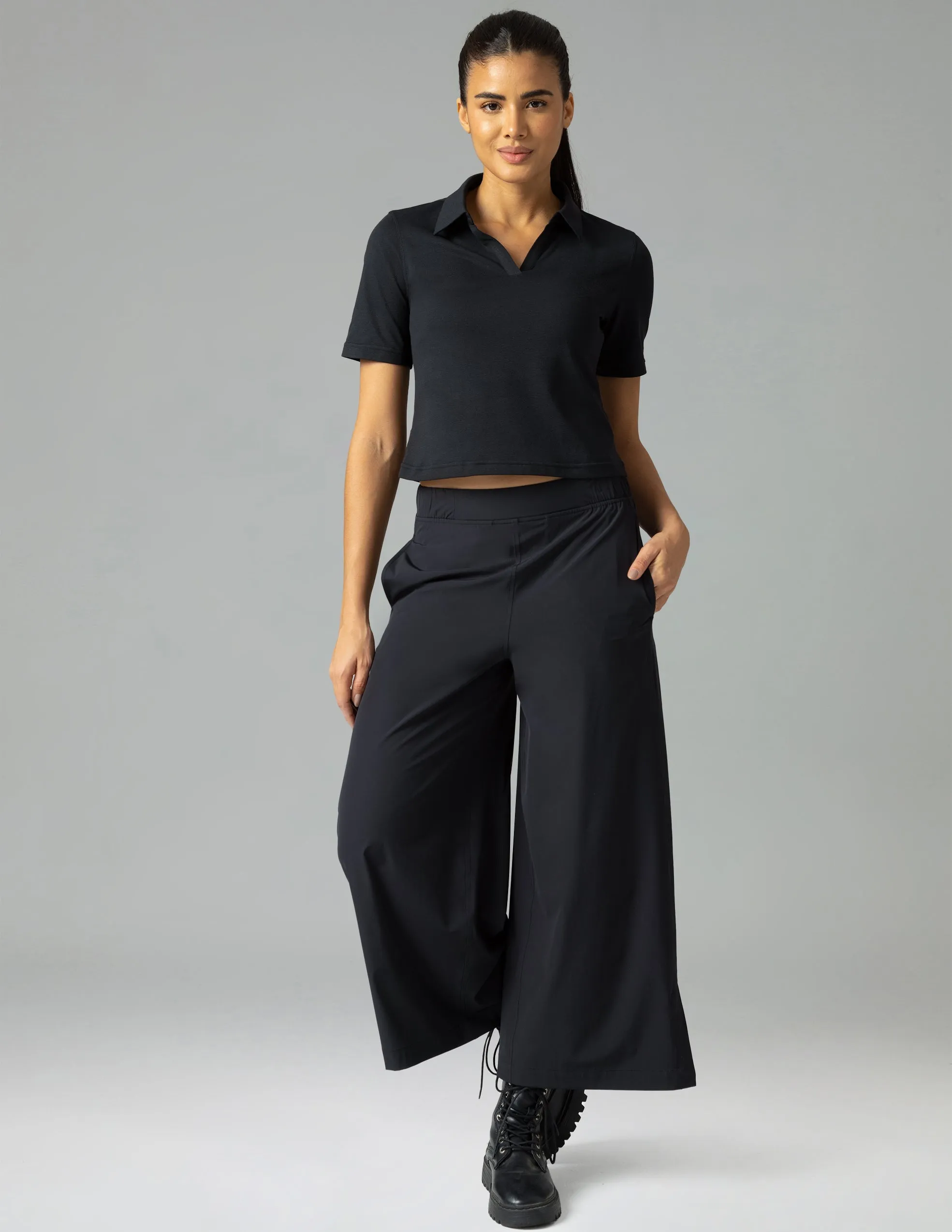 Sorona V-Neck Cropped Polo Shirt – Relaxed Fit sold by Colourful Koala product image thumbnail 3