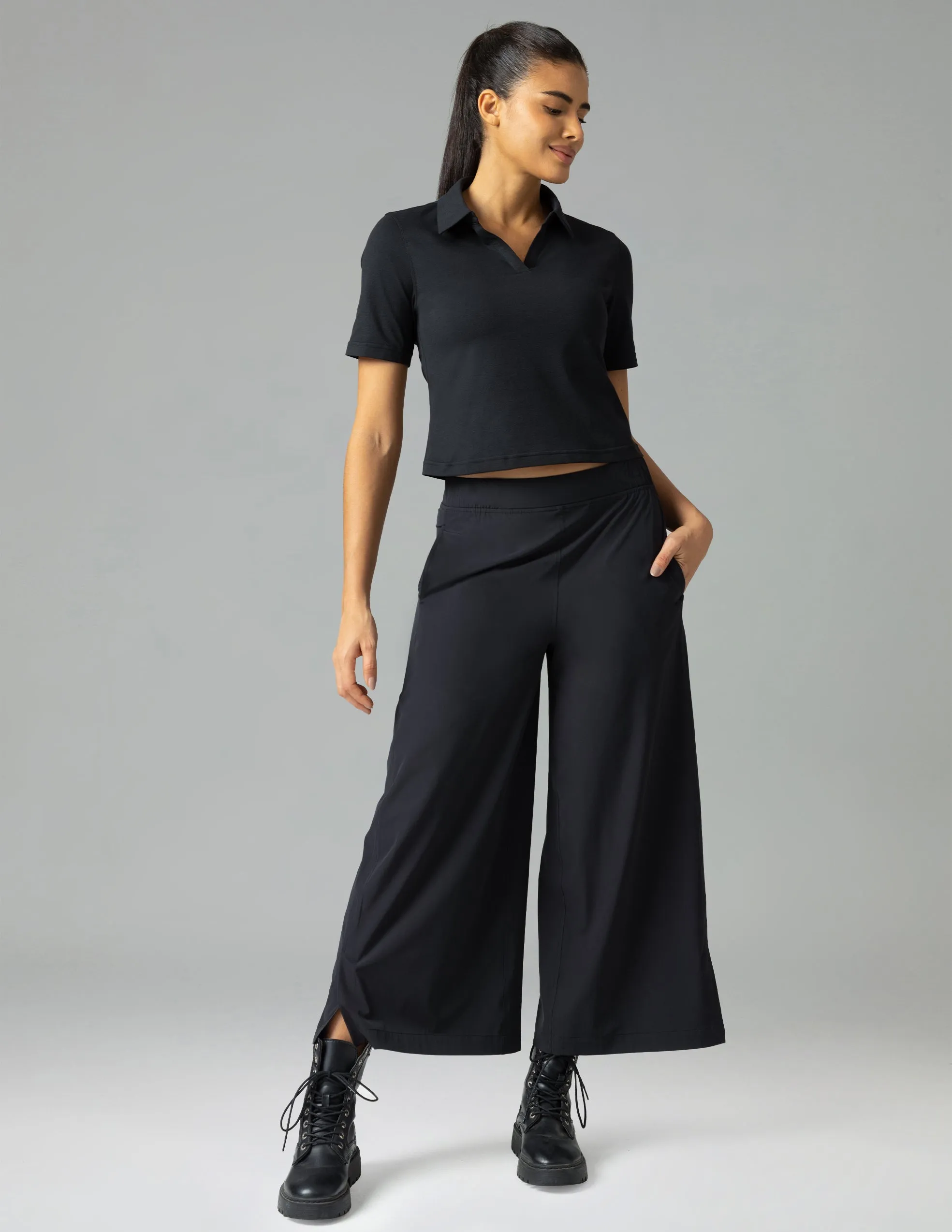 Sorona V-Neck Cropped Polo Shirt – Relaxed Fit sold by Colourful Koala product image thumbnail 2