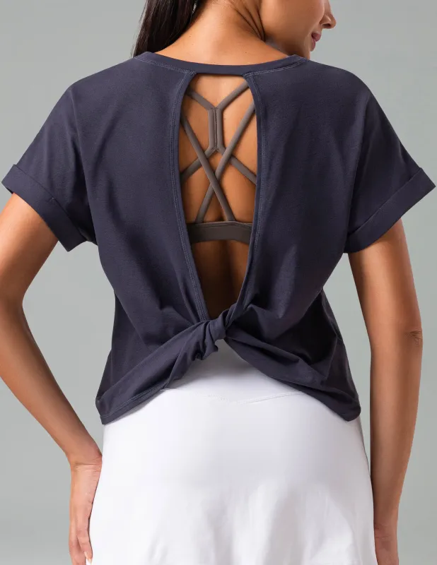 Sorona Batwing Sleeve Twist-Back Relaxed Fit Top sold by Colourful Koala