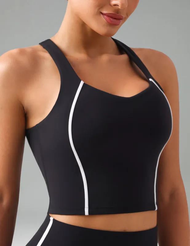 Dreamlux Cropped Racerback Tank Top w/ Contrast Stripes sold by Colourful Koala