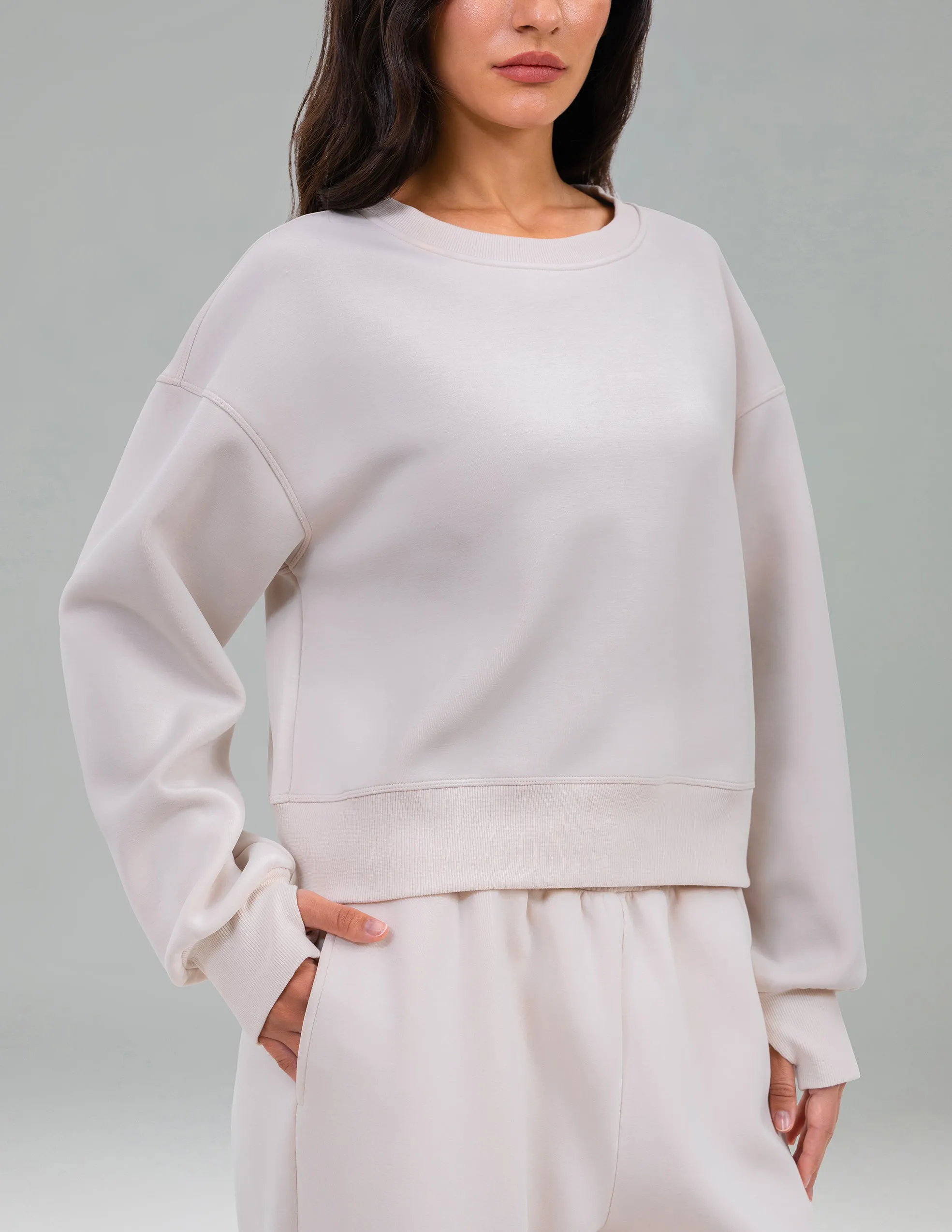 Velvra Modal Fleece Crewneck Sweatshirt w/ Thumb Holes sold by Colourful Koala product image thumbnail 3