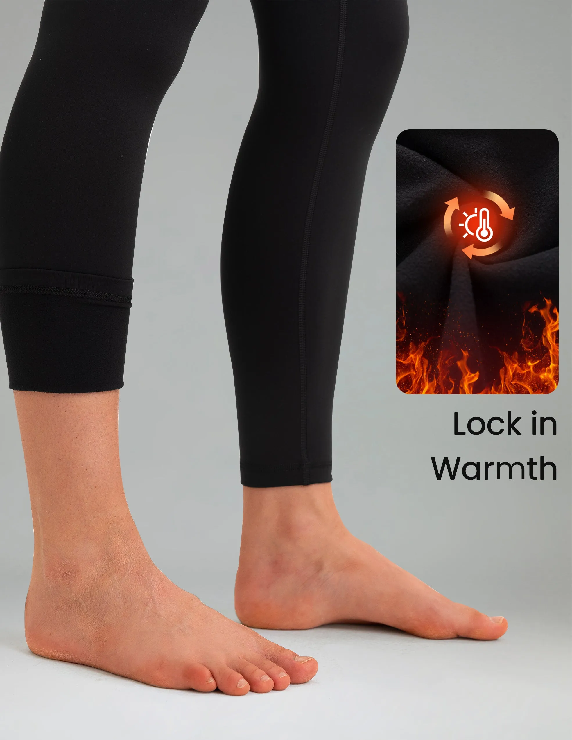 Fleece Lined No Front Seam 26.5" Thermal Leggings w/ Pockets sold by Colourful Koala product image thumbnail 5