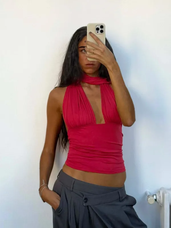 Isabela Red Top sold by Susmie’s