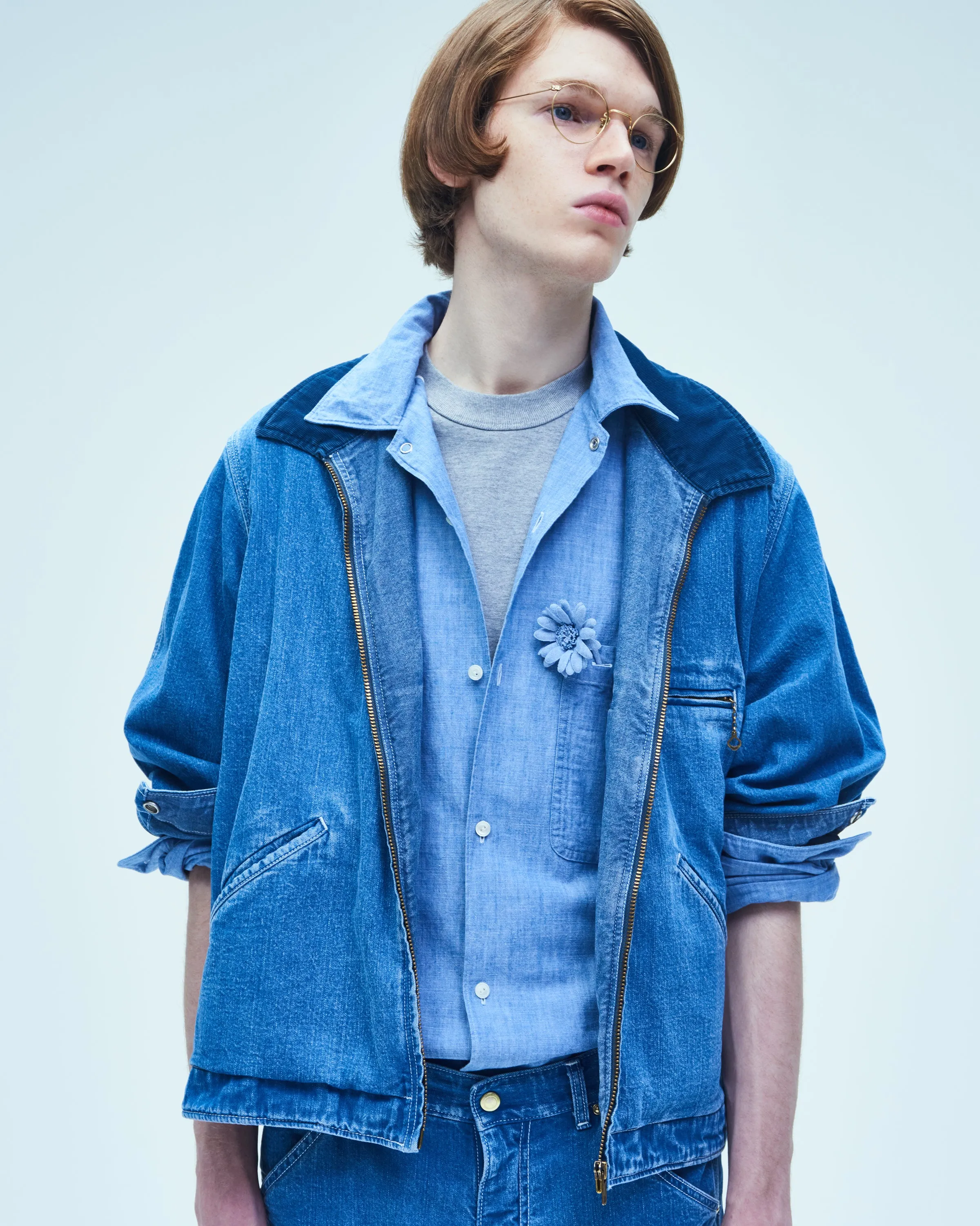 UNLIKELY OPEN COLLAR WORK CHAMBRAY WITH FLOWER sold by Unlikely Dry Goods product image thumbnail 2