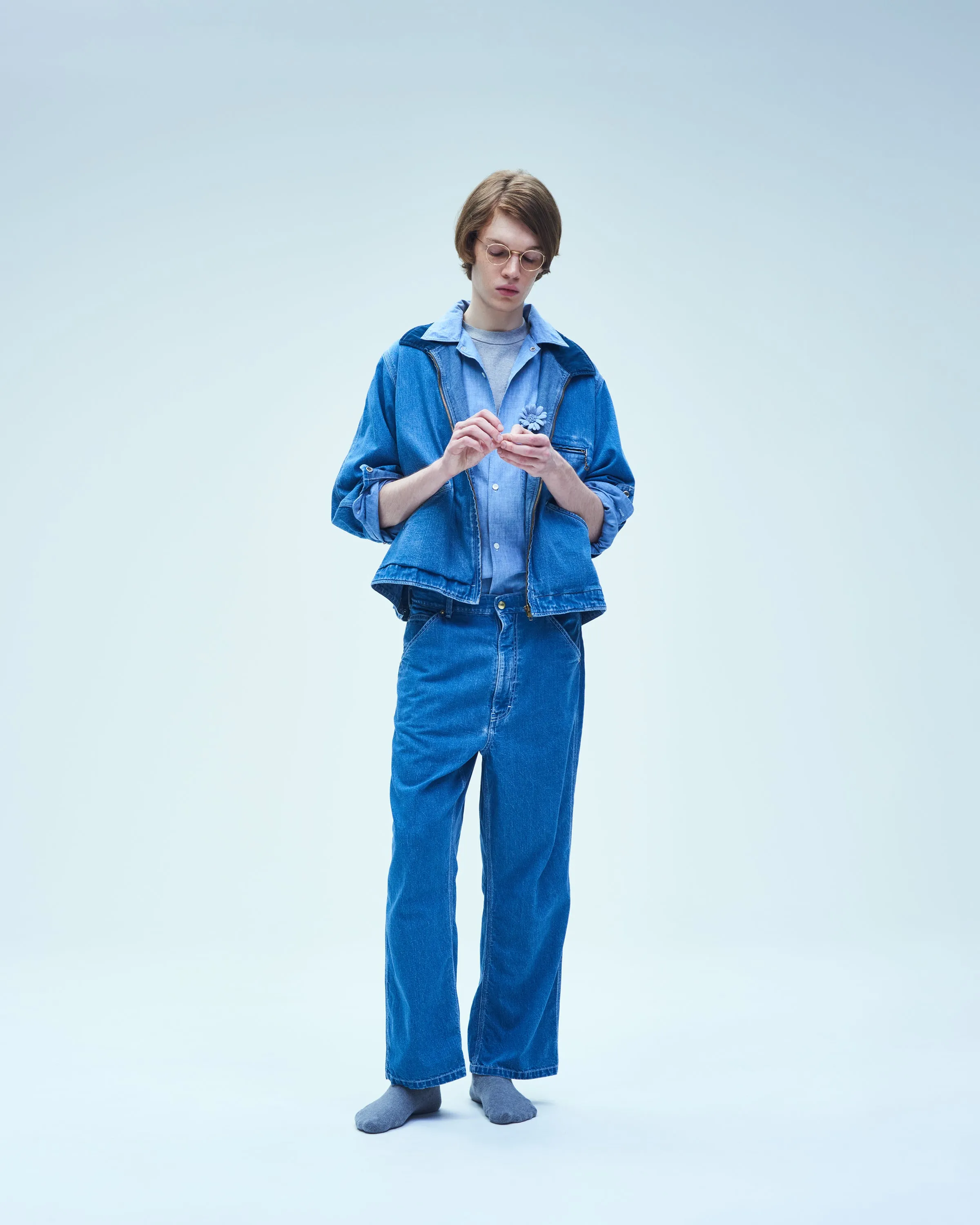 UNLIKELY OPEN COLLAR WORK CHAMBRAY WITH FLOWER sold by Unlikely Dry Goods product image thumbnail 3