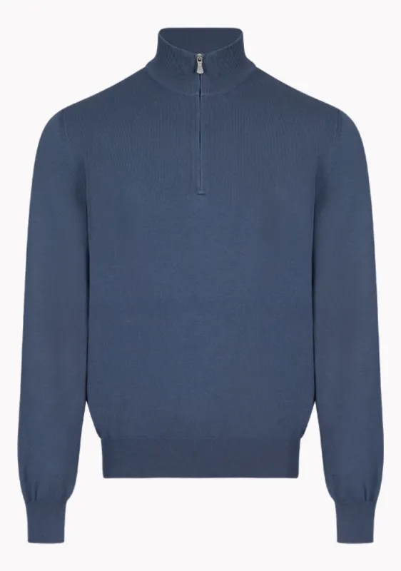Italian Ice Cotton Half-Zip Sweater made by Addison Geneva
