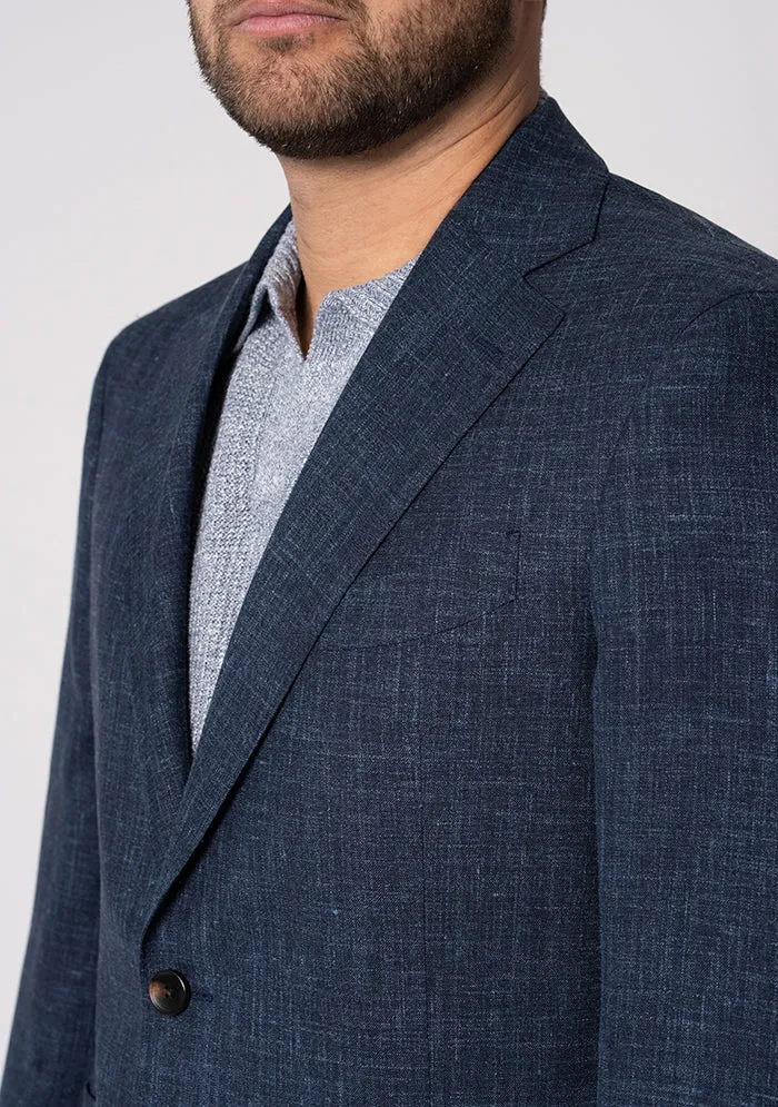 Italian Wool Silk Linen Navy Blazer sold by Addison Geneva product image thumbnail 4