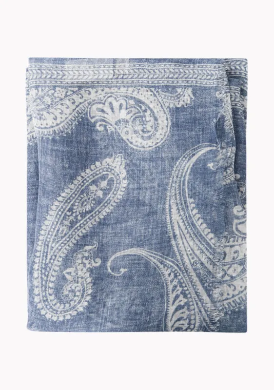 Lightweight Linen Paisley Print Scarf made by Addison Geneva