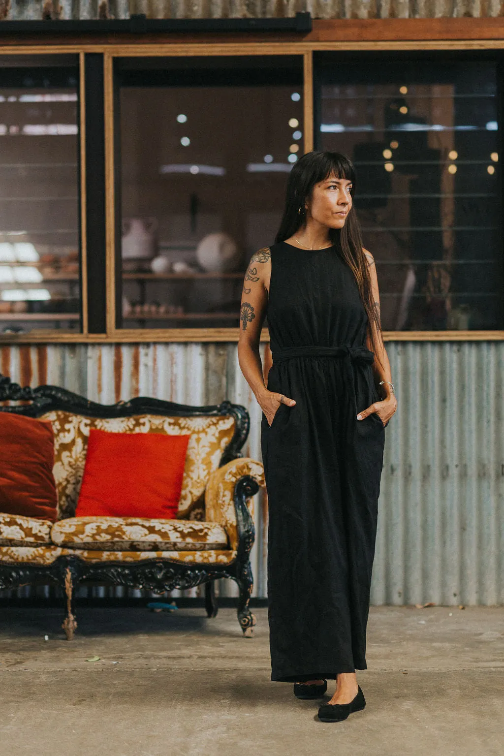 Alba French Linen Tie-Waist Jumpsuit sold by Montaigne product image thumbnail 2