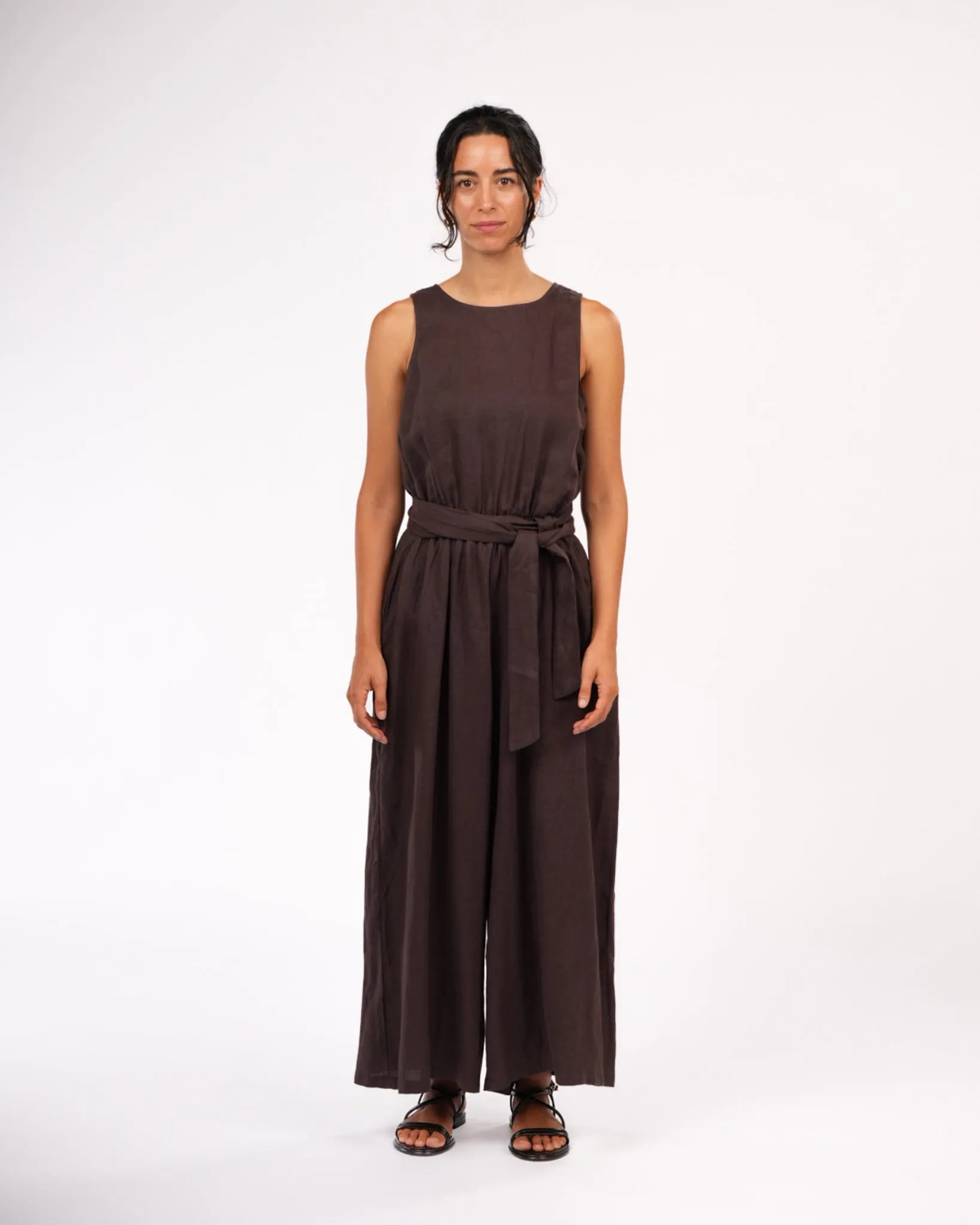 Alba French Linen Tie-Waist Jumpsuit sold by Montaigne product image thumbnail 4
