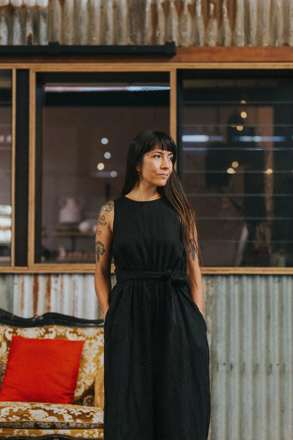 Alba French Linen Tie-Waist Jumpsuit sold by Montaigne product image thumbnail 3