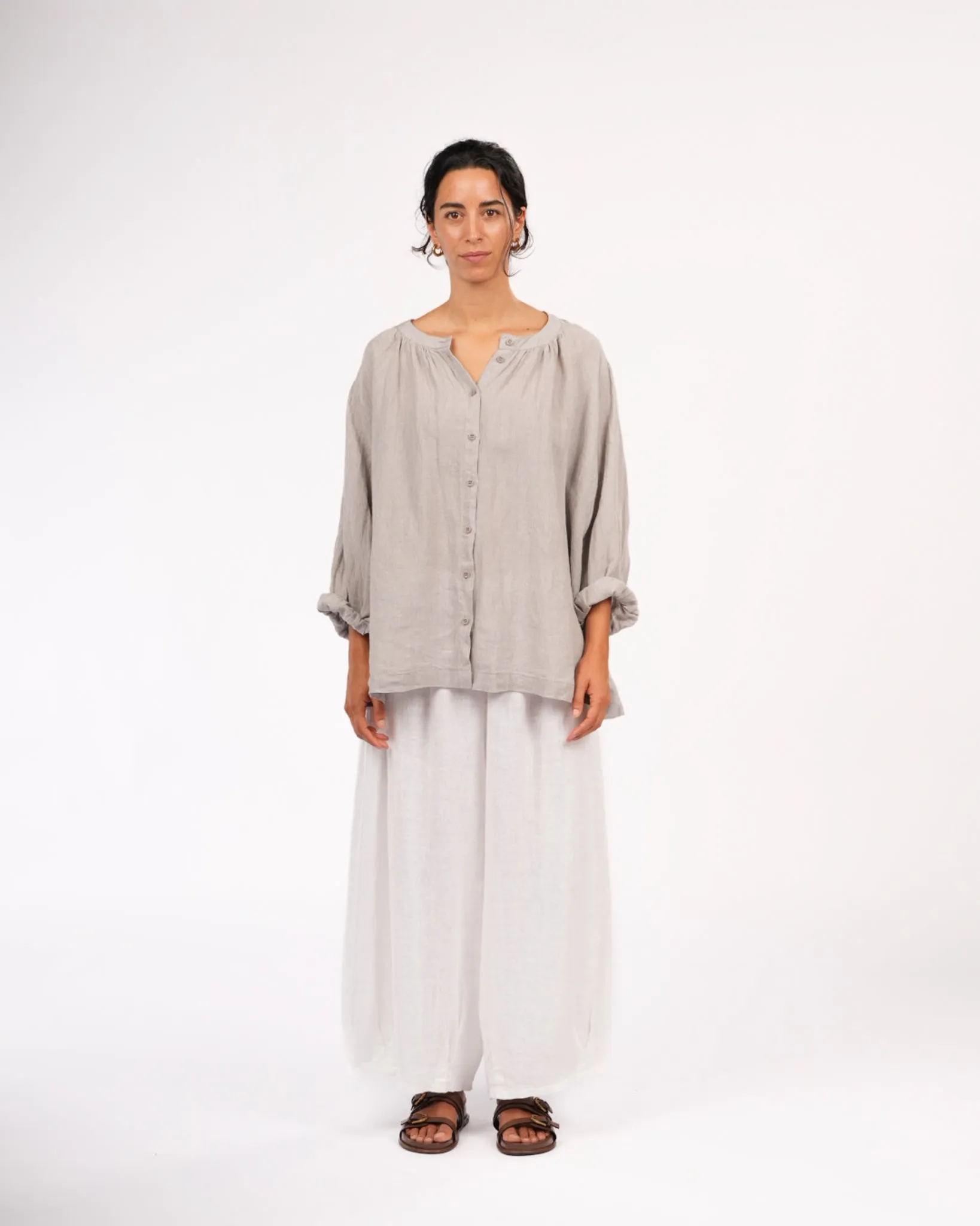 Carmen Linen Top in Fine Houndstooth sold by Montaigne product image thumbnail 4