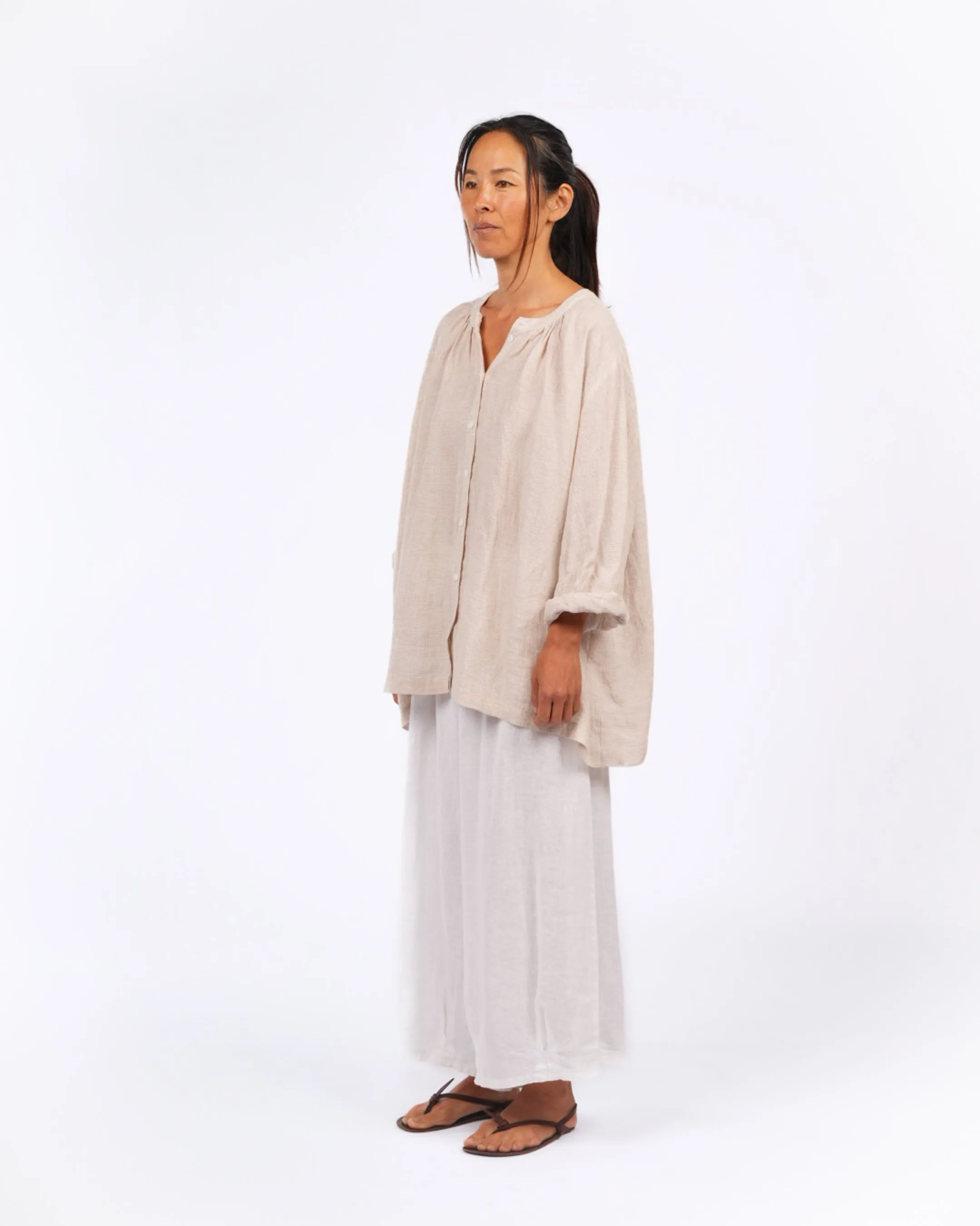 Carmen Linen Top in Fine Houndstooth sold by Montaigne product image thumbnail 2