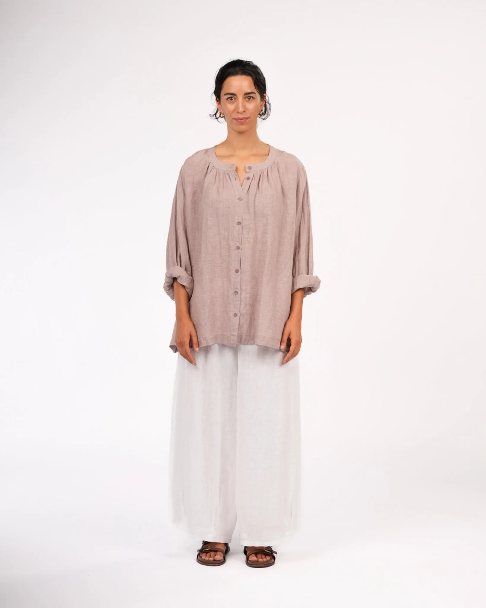 Carmen Linen Top in Fine Houndstooth sold by Montaigne product image thumbnail 3