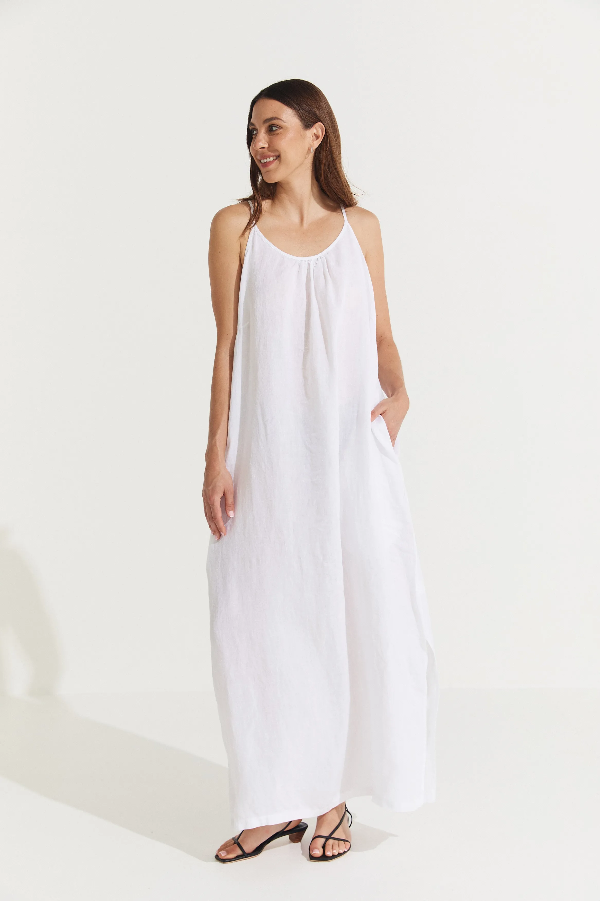 Virginie Linen Maxi Dress with Side Splits sold by Montaigne product image thumbnail 5