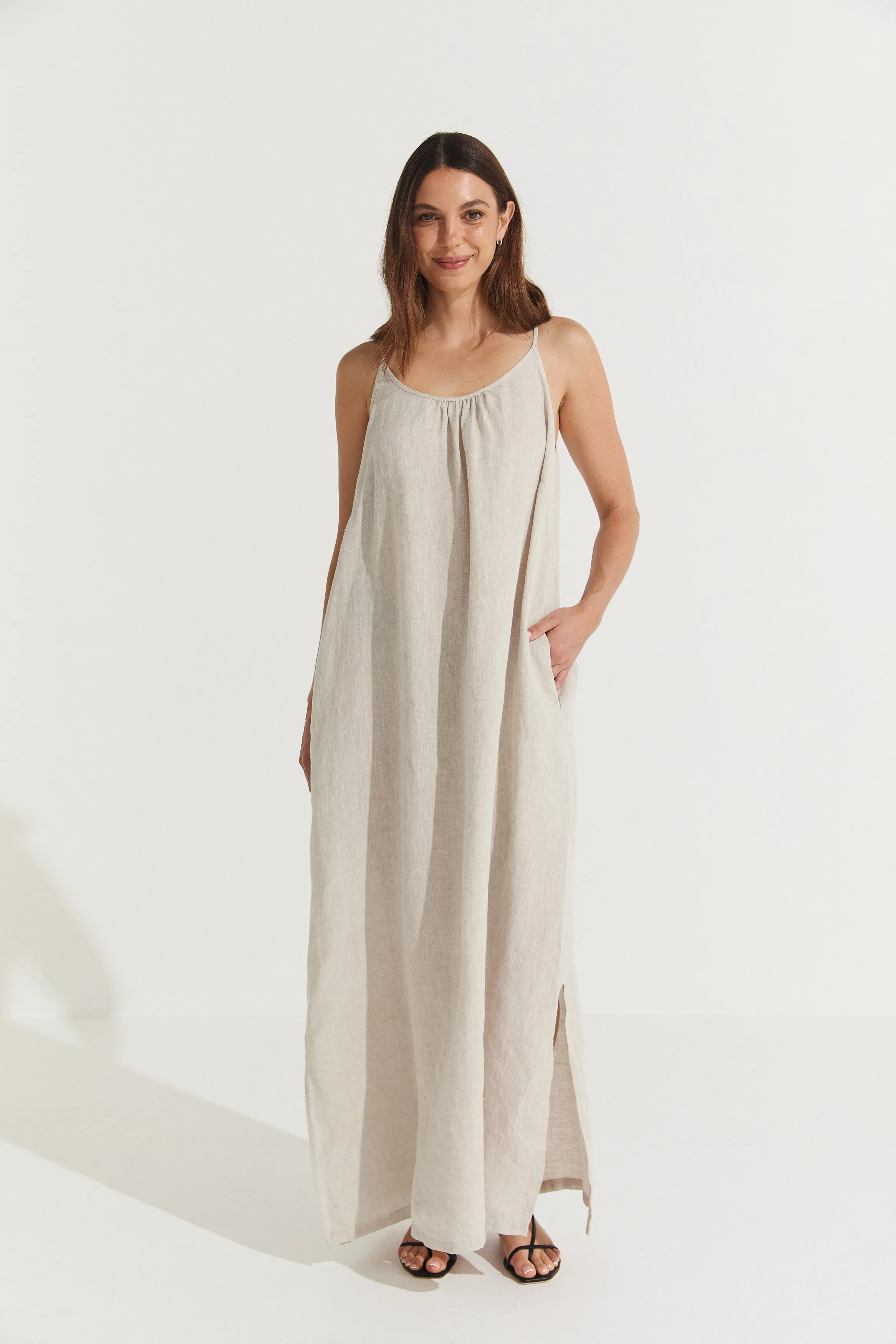 Virginie Linen Maxi Dress with Side Splits sold by Montaigne product image thumbnail 2