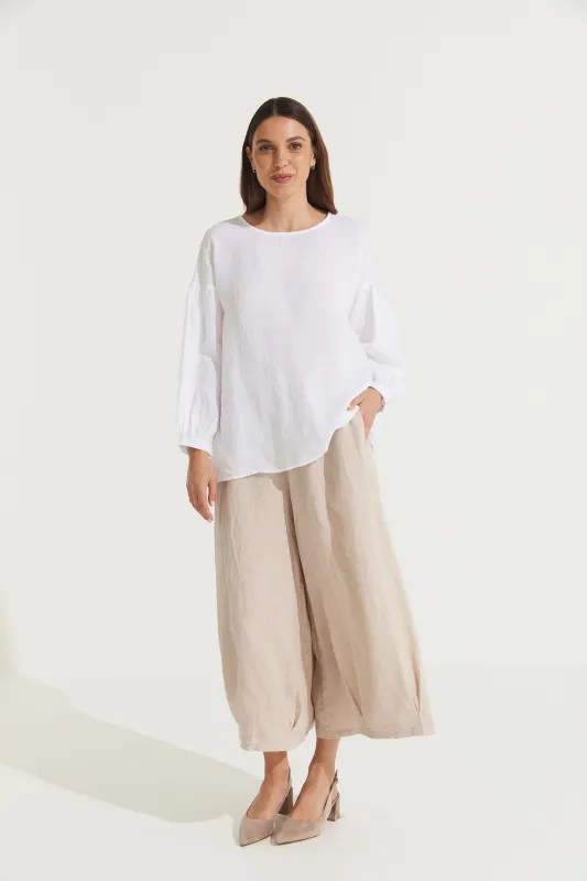Gina Linen Long Sleeve Top made by Montaigne