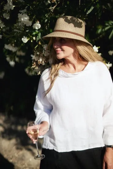 Mathilde Linen Boat Neck 3/4 Sleeve Top sold by Montaigne product image thumbnail 4