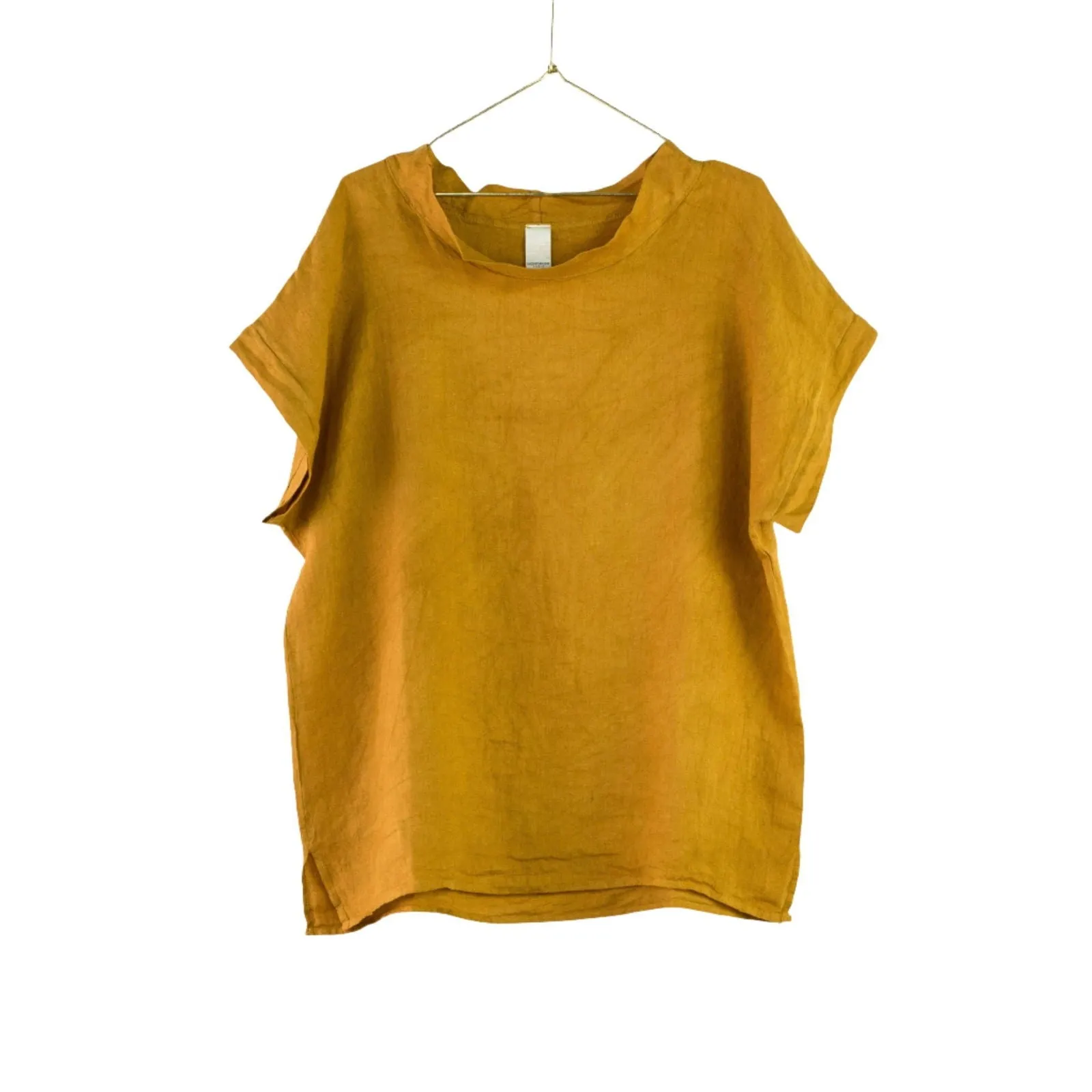 European Linen Short Sleeve Top with Semi Cowl Neck sold by Montaigne product image thumbnail 5