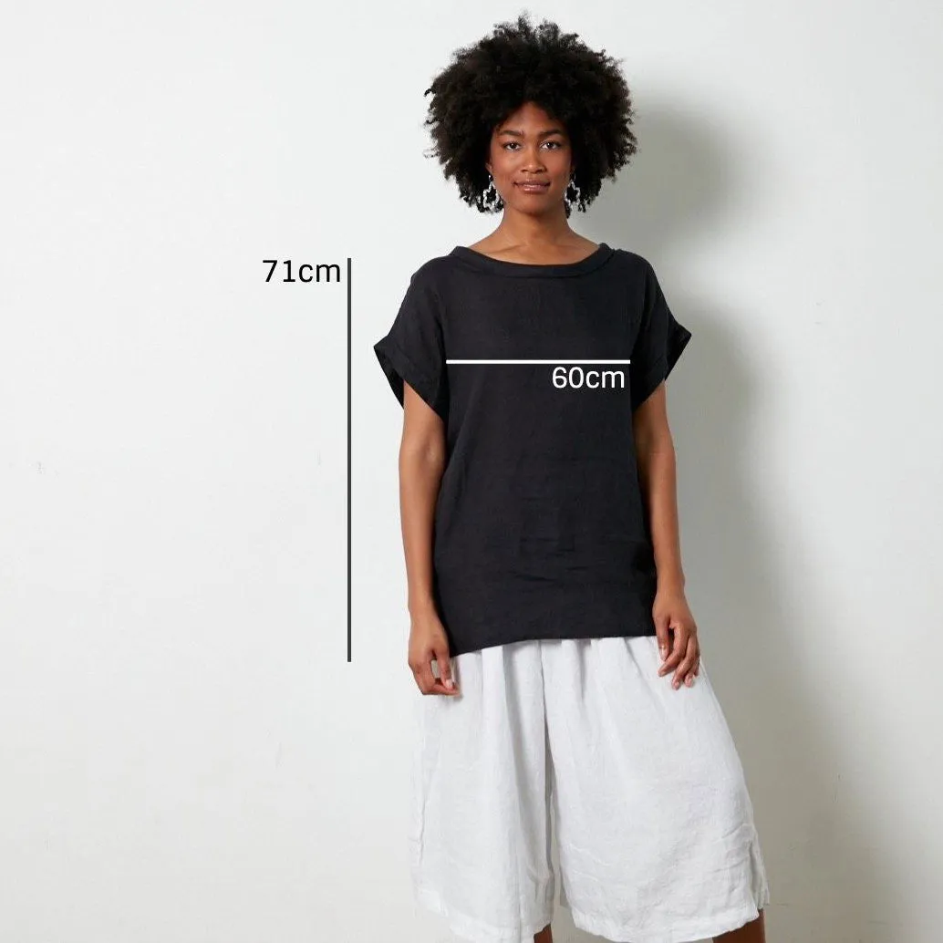 European Linen Short Sleeve Top with Semi Cowl Neck sold by Montaigne product image thumbnail 4
