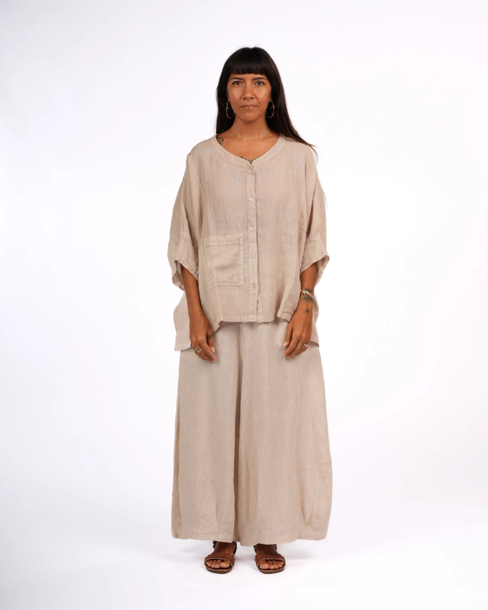 Agathe Short Sleeve Linen Top sold by Montaigne