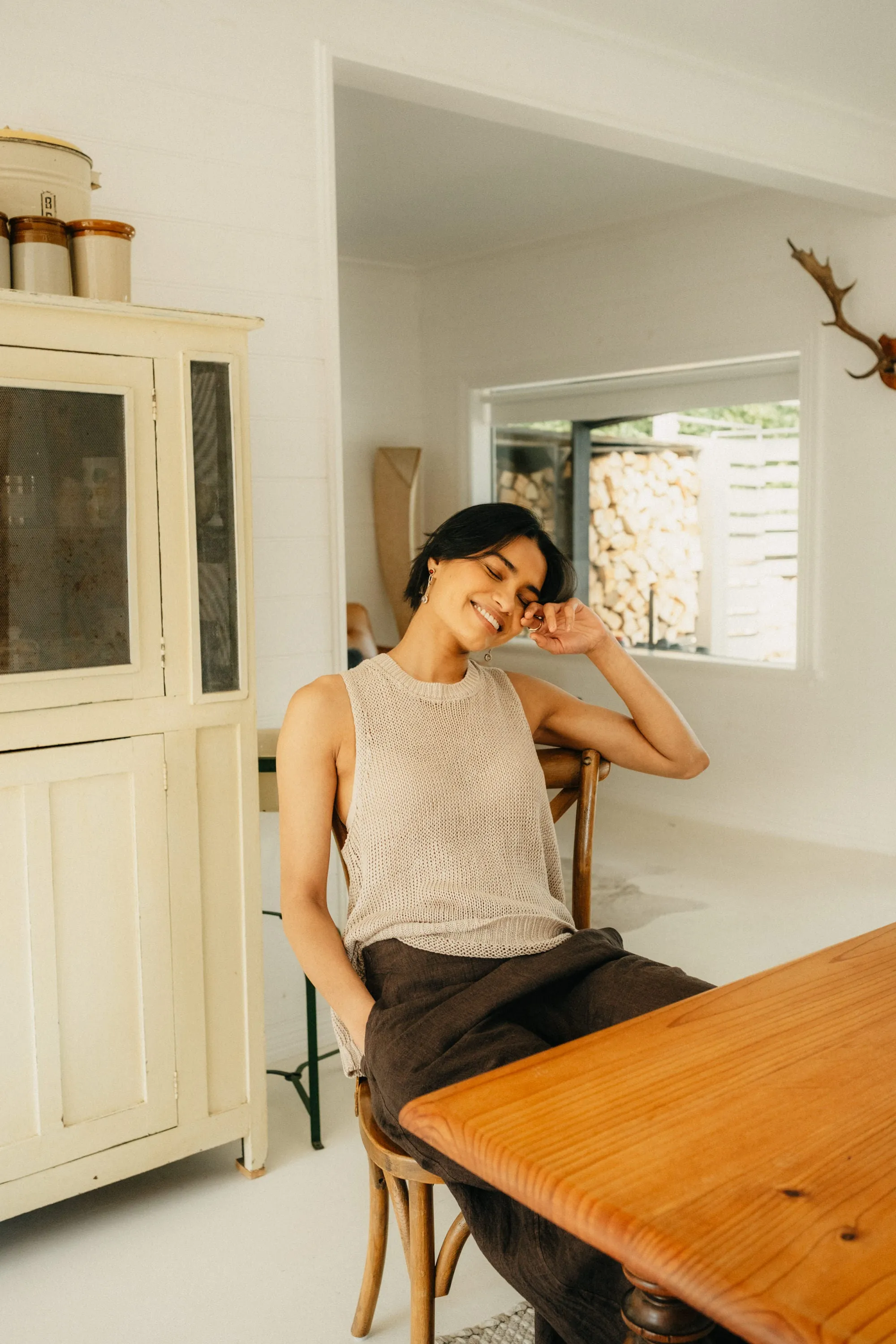 Knitted Linen Singlet sold by Montaigne product image thumbnail 4