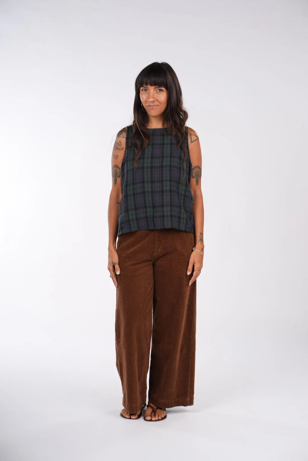 Ava Linen Cami Top in Tartan sold by Montaigne product image thumbnail 4