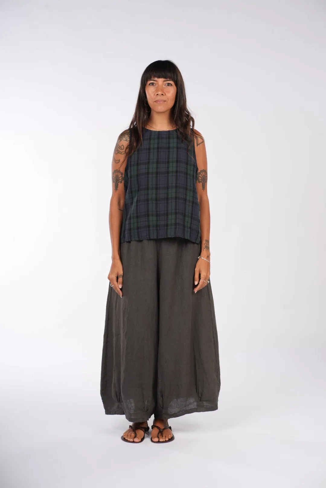 Ava Linen Cami Top in Tartan sold by Montaigne product image thumbnail 3