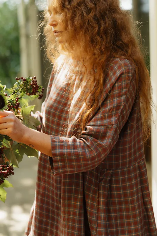 French Linen Tunic Top in Check made by Montaigne