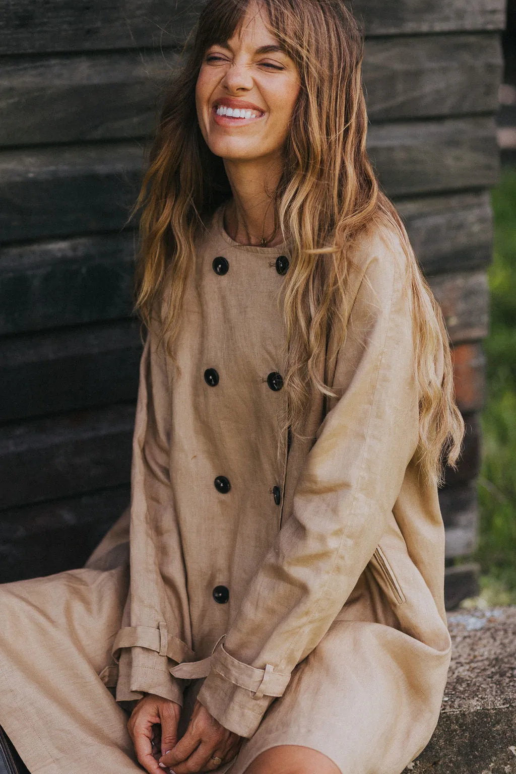 Berg French Linen Collarless Peacoat sold by Montaigne product image thumbnail 5