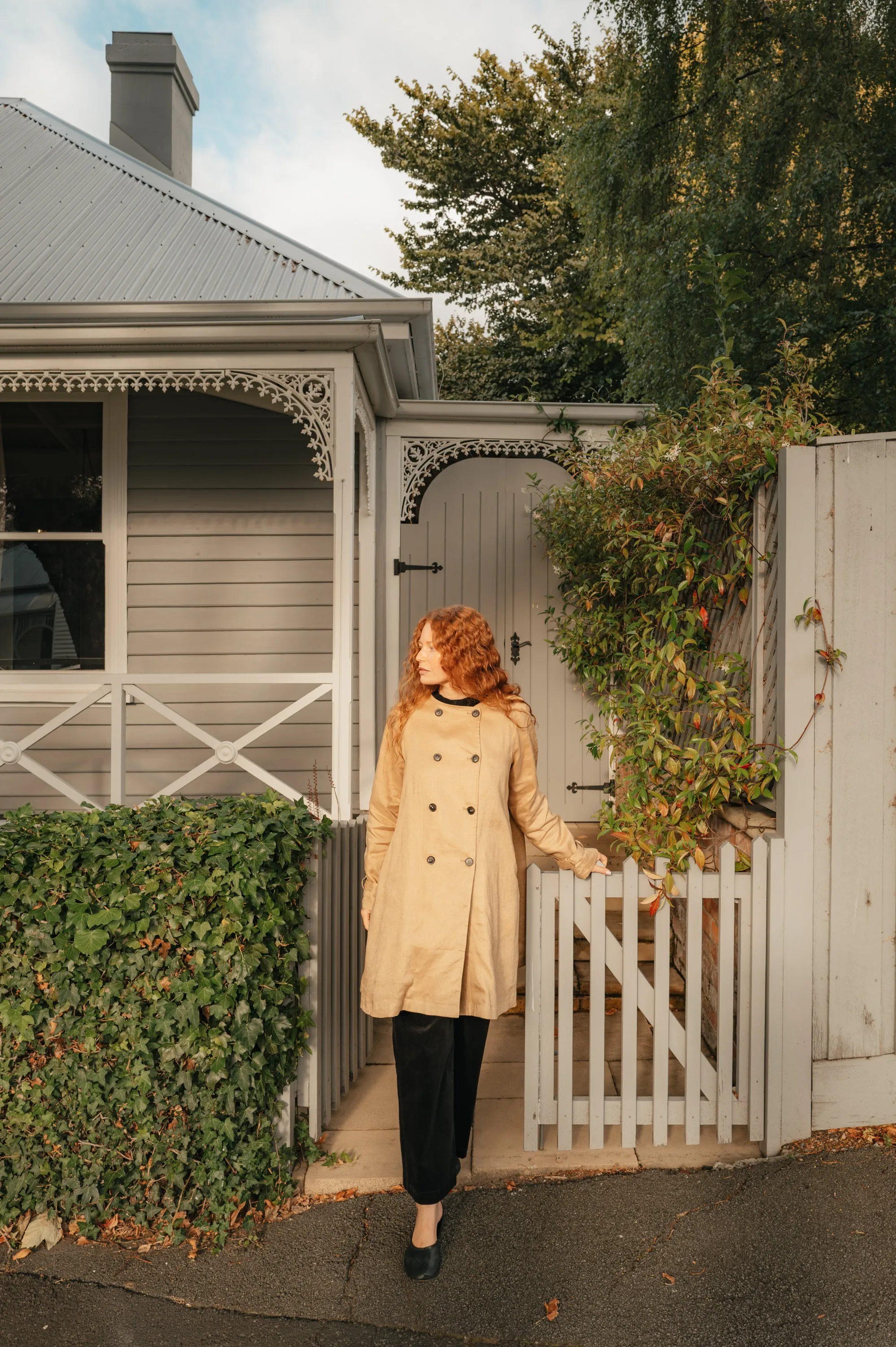 Berg French Linen Collarless Peacoat sold by Montaigne product image thumbnail 4