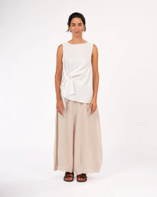 Coco Front Tie Up Linen Top made by Montaigne