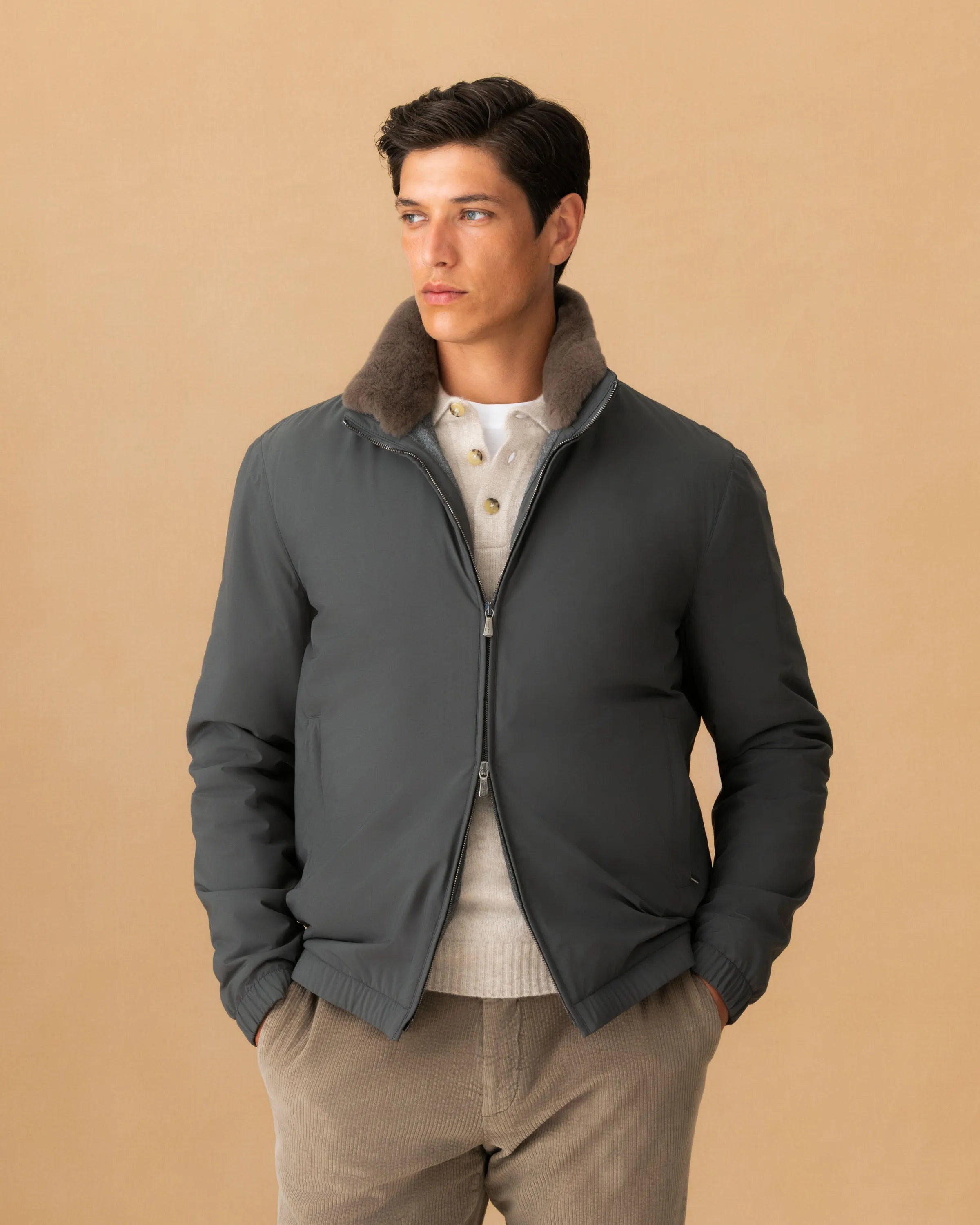 Nylon Cashmere Lined Bomber Jacket sold by Thom Sweeney product image thumbnail 3