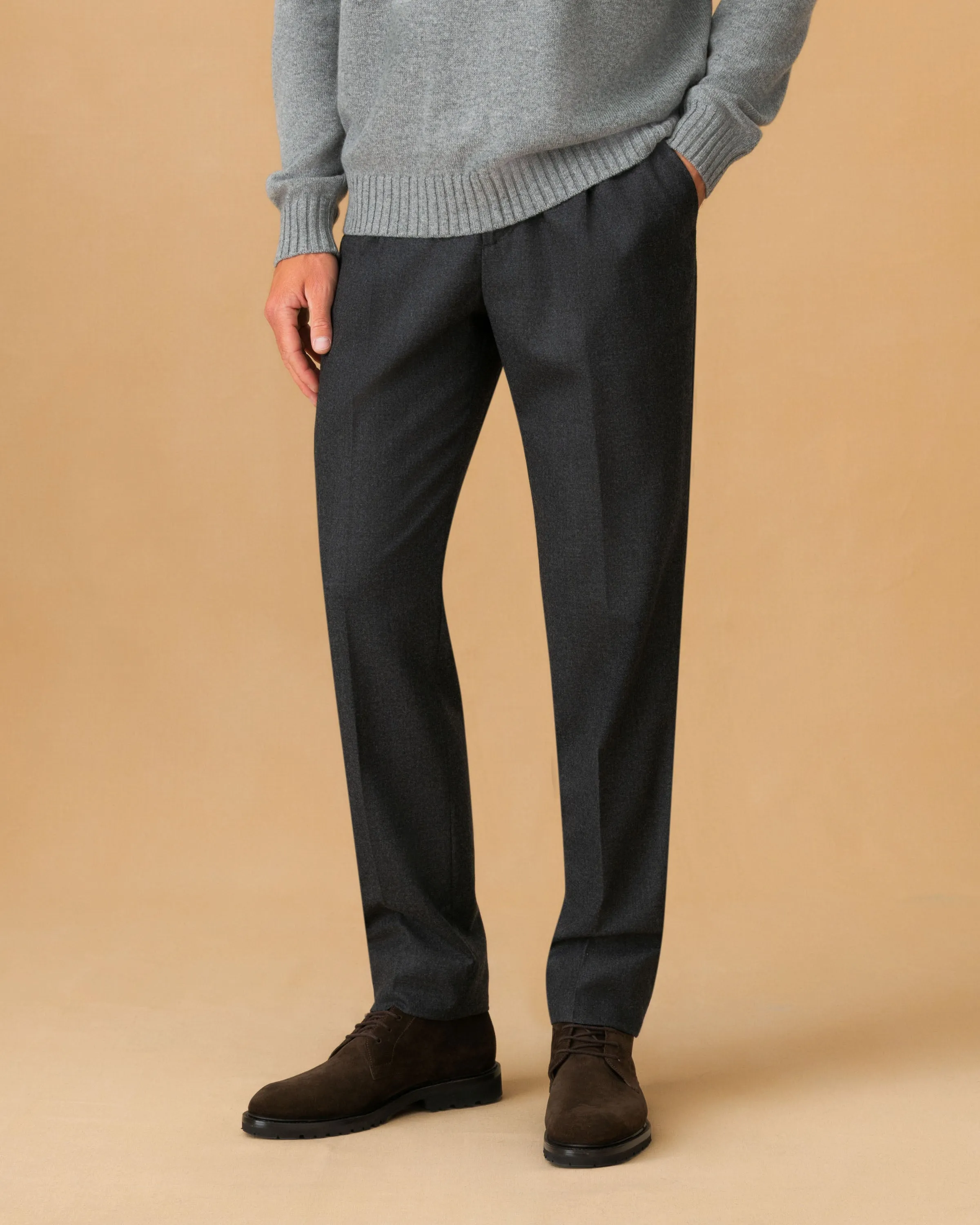 Flannel Single Pleat Elasticated Trousers sold by Thom Sweeney product image thumbnail 2