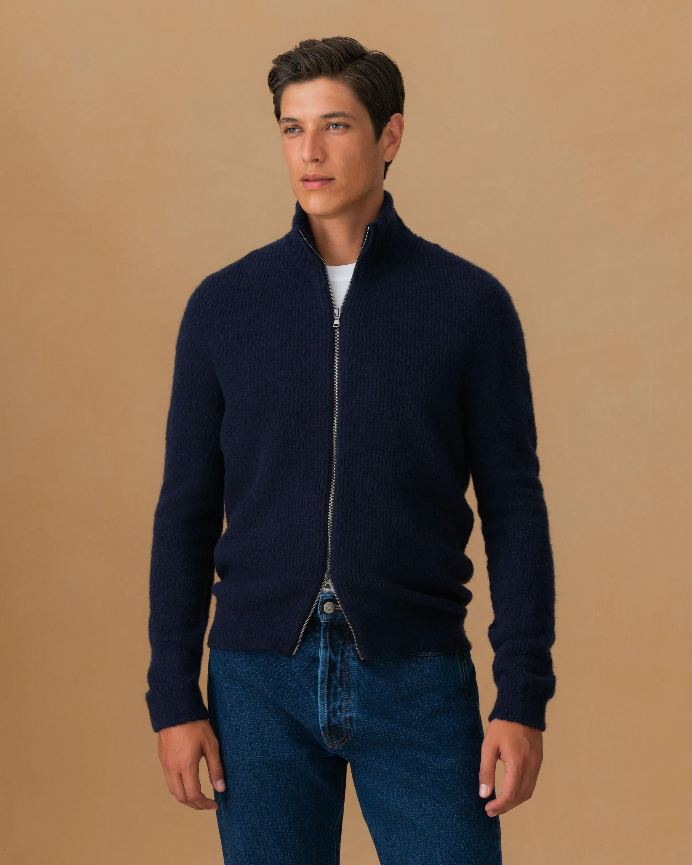 Felted Wool Cashmere Zip-Through Sweater sold by Thom Sweeney product image thumbnail 2