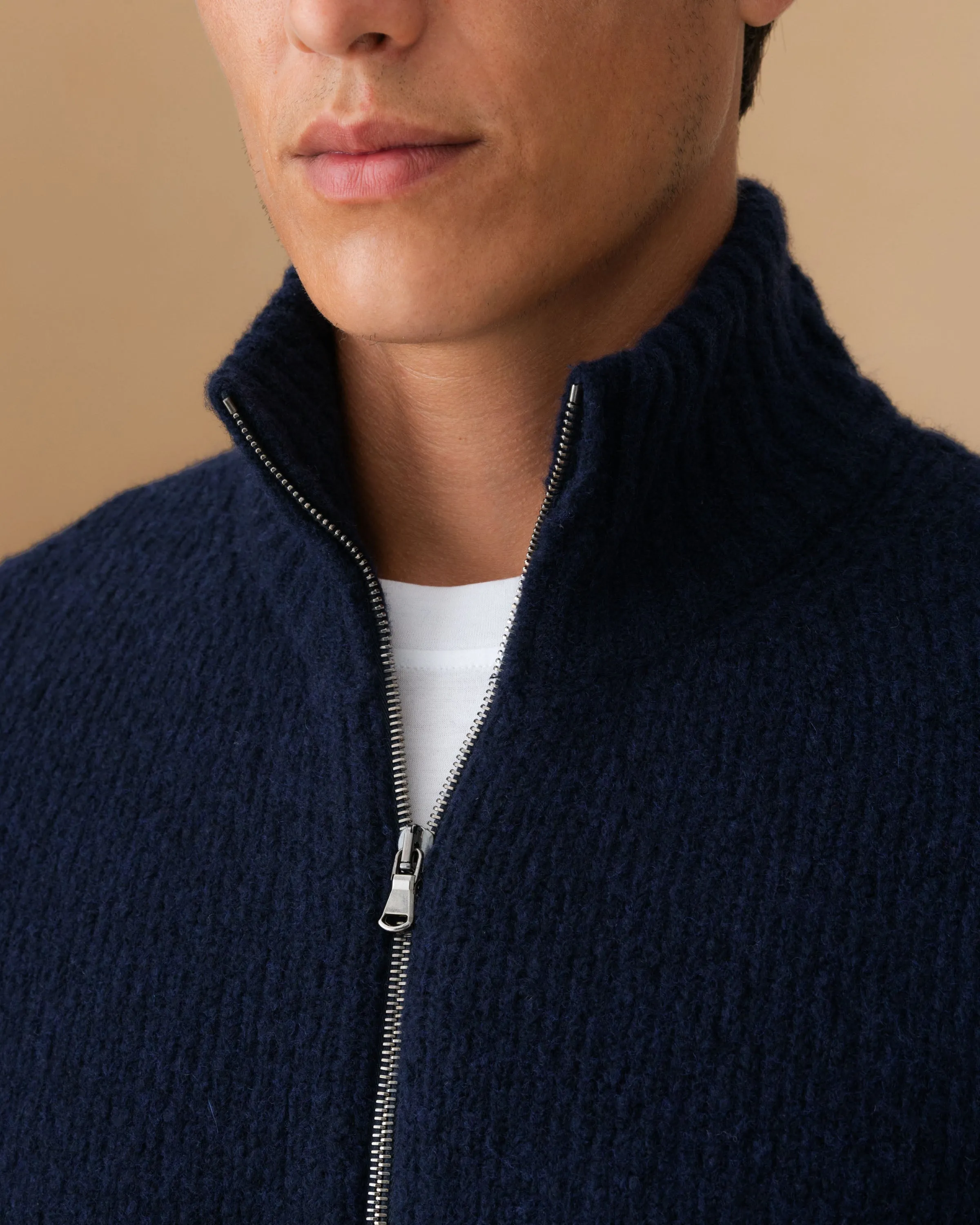 Felted Wool Cashmere Zip-Through Sweater sold by Thom Sweeney product image thumbnail 4