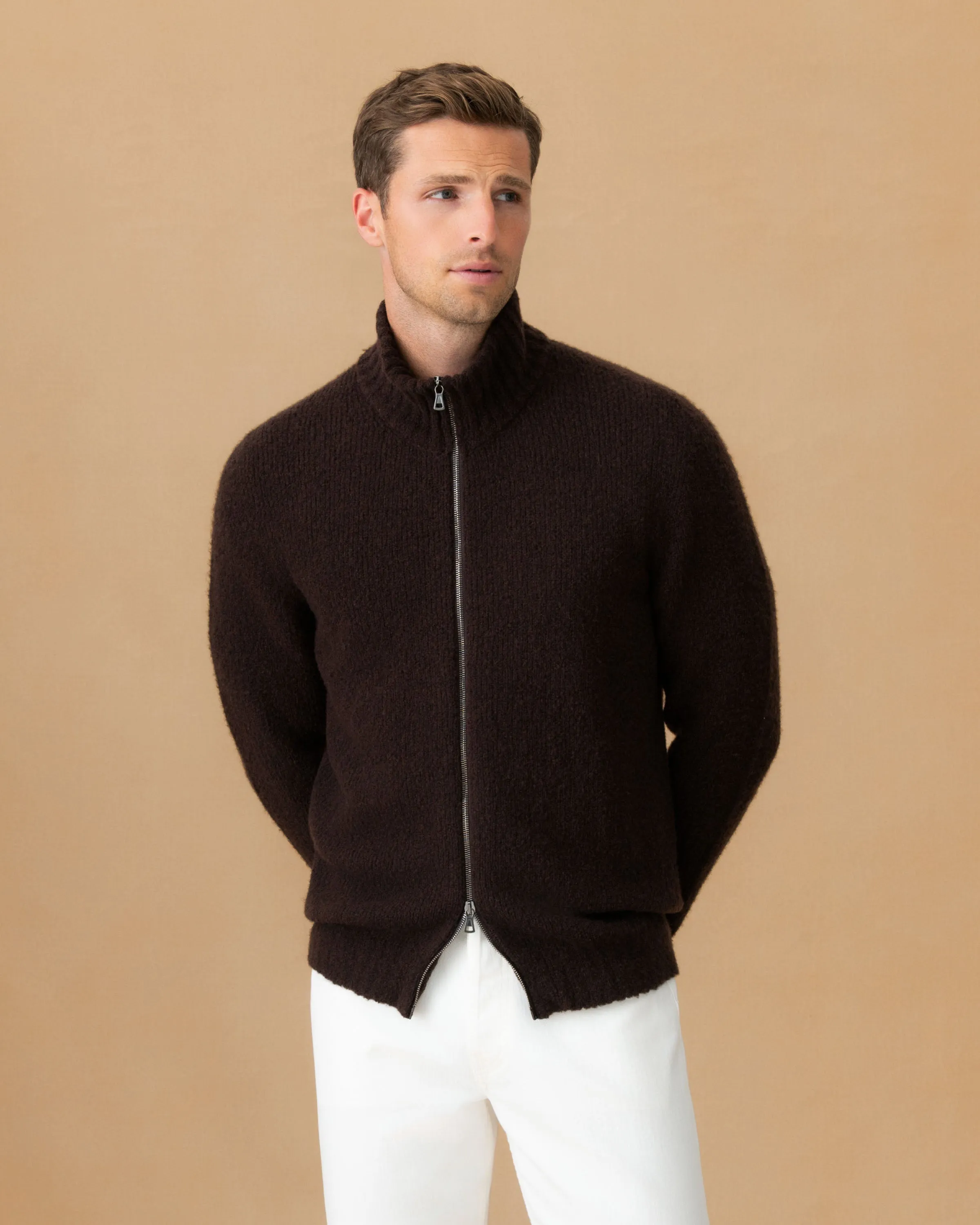 Felted Wool Cashmere Zip-Through Sweater sold by Thom Sweeney product image thumbnail 2
