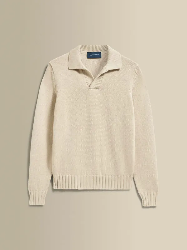 Virgin Wool Long Sleeve Skipper Polo Shirt sold by Thom Sweeney