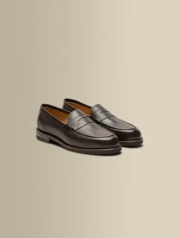 Pebble Grain Calf Leather Penny Loafer Shoes sold by Thom Sweeney