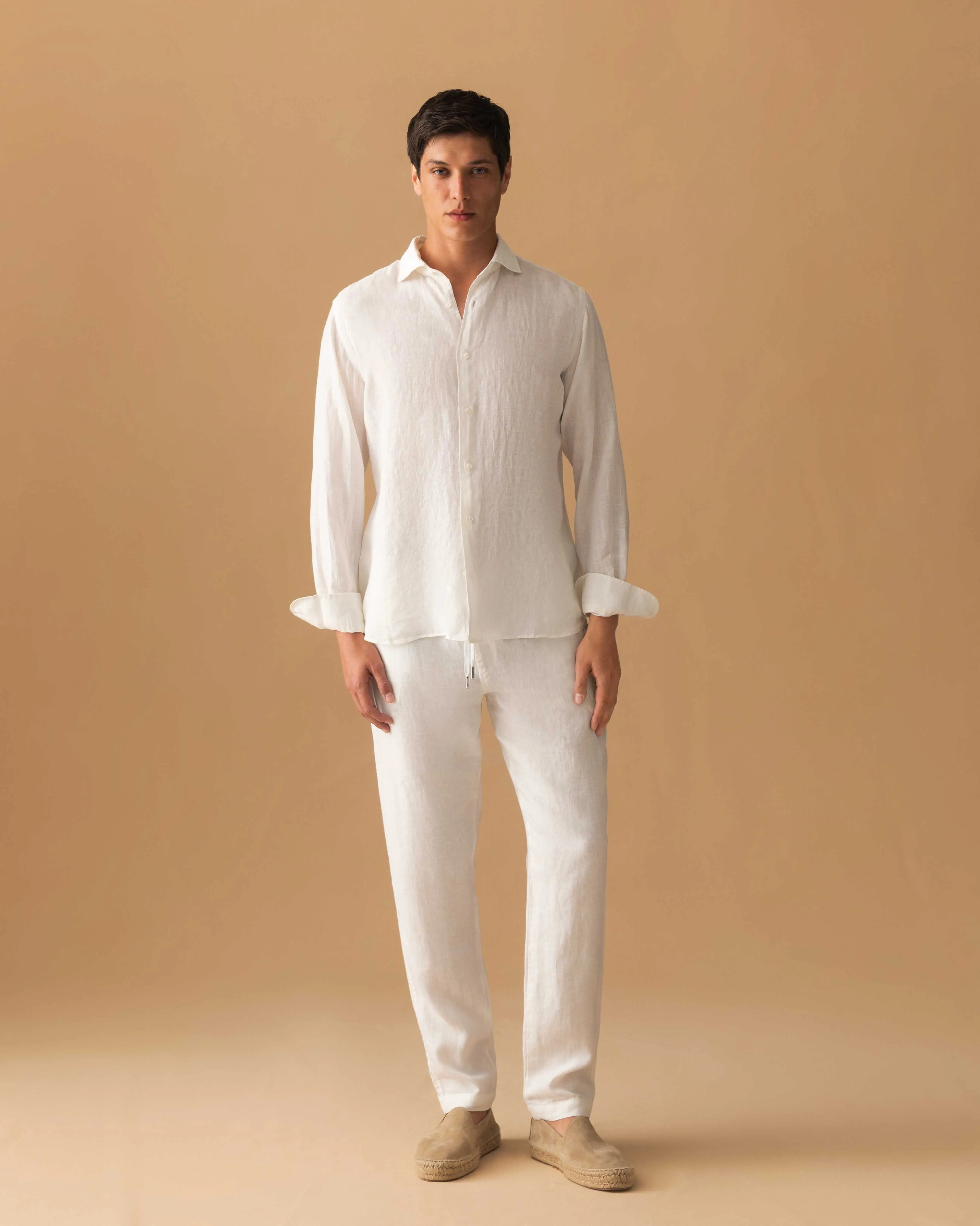 Linen Drawstring Trousers sold by Thom Sweeney product image thumbnail 3