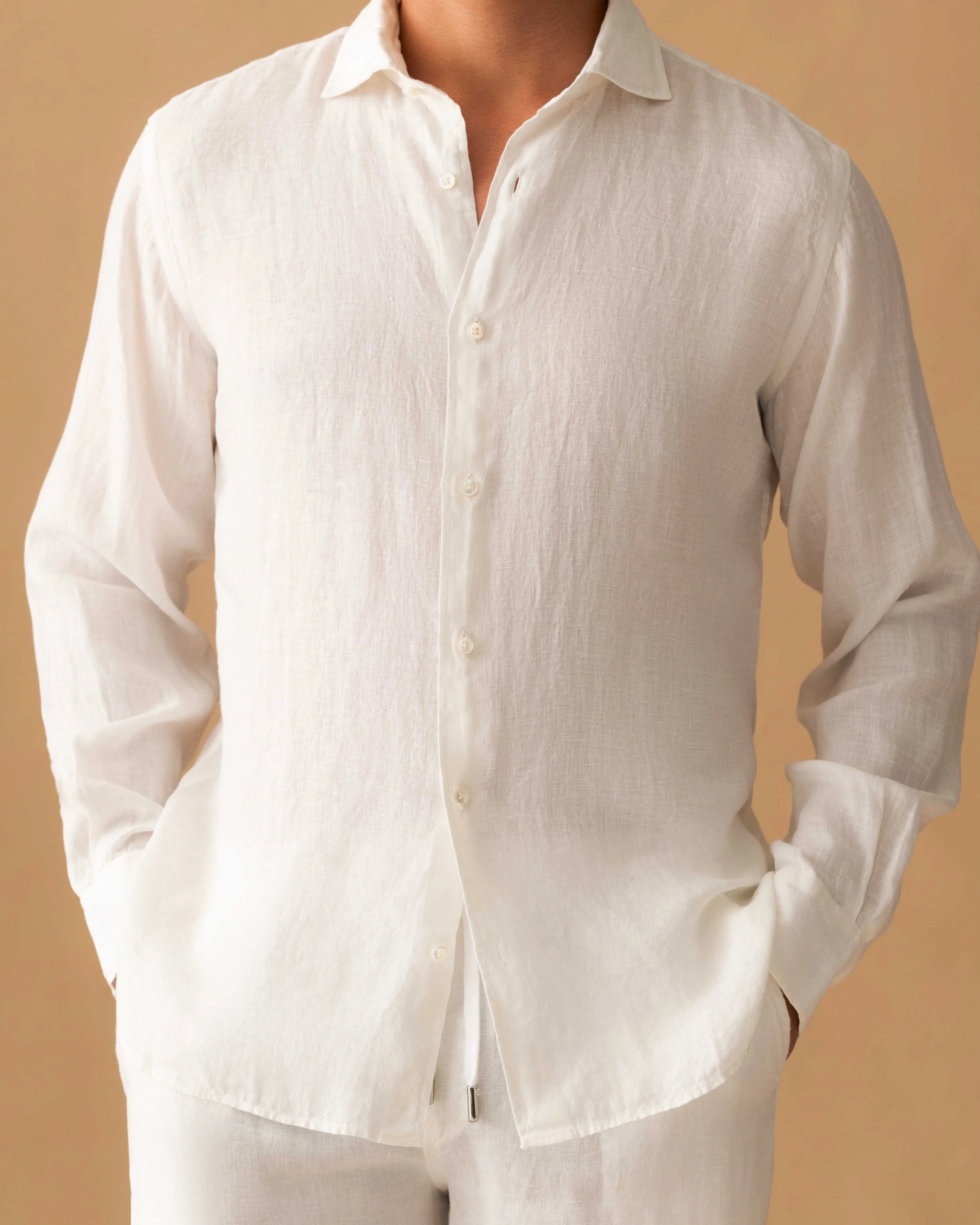 Linen Cutaway Collar Shirt sold by Thom Sweeney product image thumbnail 2