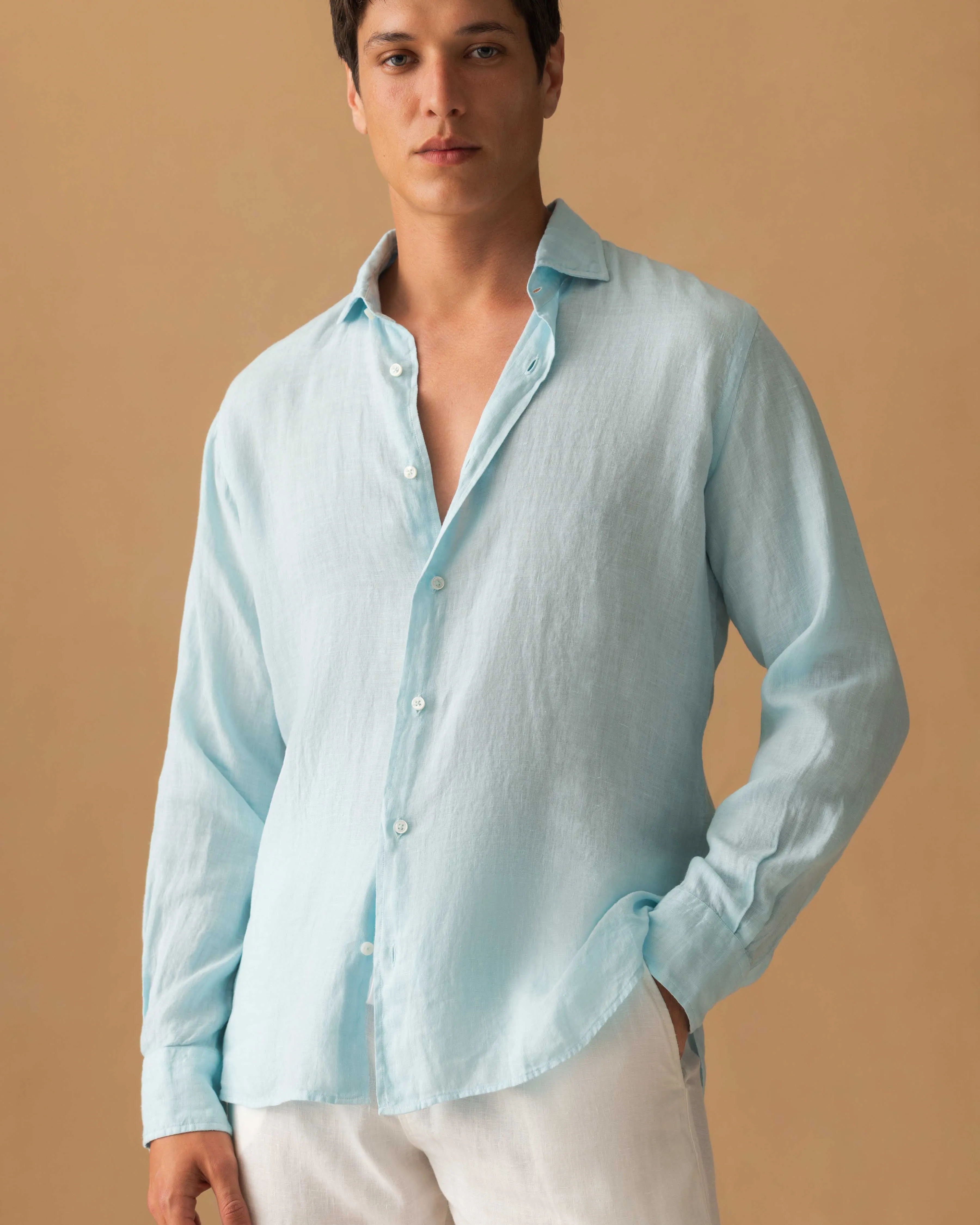 Linen Cutaway Collar Shirt sold by Thom Sweeney product image thumbnail 2