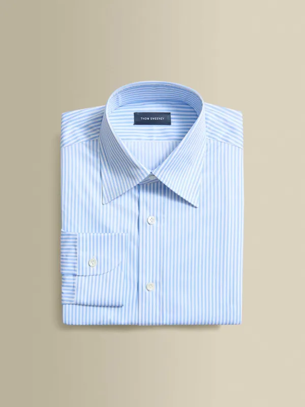 Cotton Poplin Point Collar Bengal Stripe Shirt made by Thom Sweeney