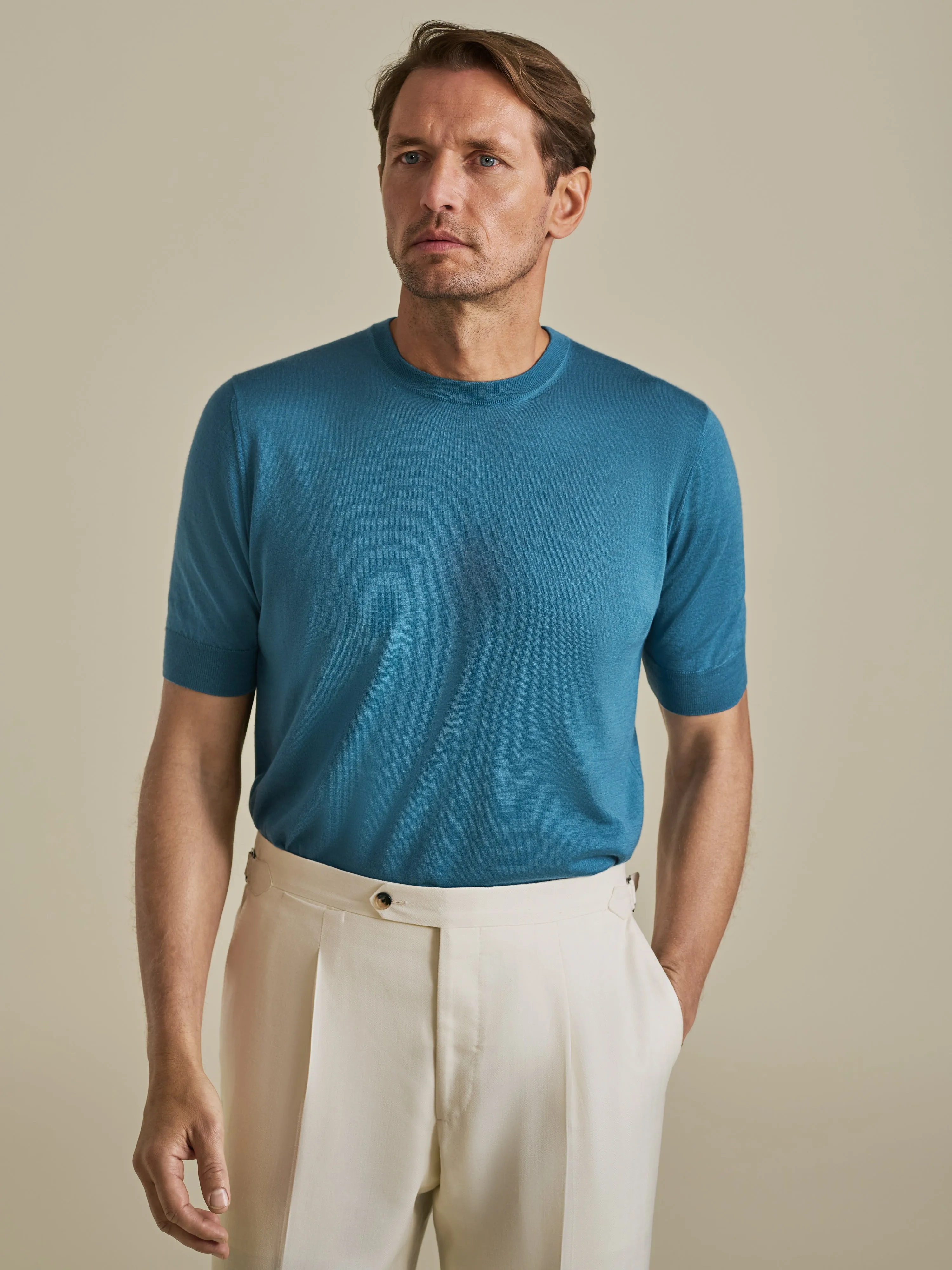 Cashmere Silk Ribbed T-Shirt sold by Thom Sweeney product image thumbnail 2