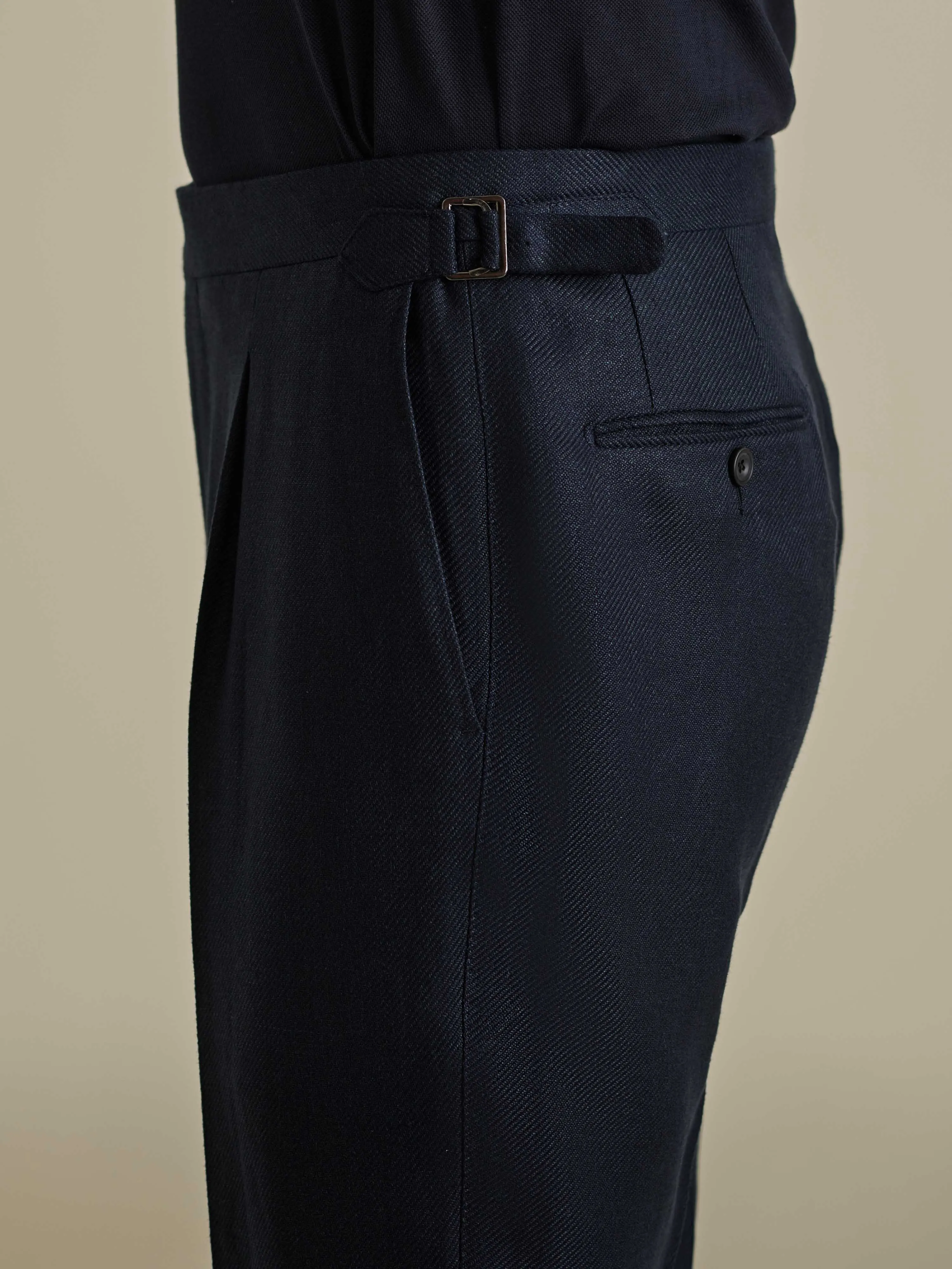 Linen Wool Single Pleat Tailored Trousers sold by Thom Sweeney product image thumbnail 4